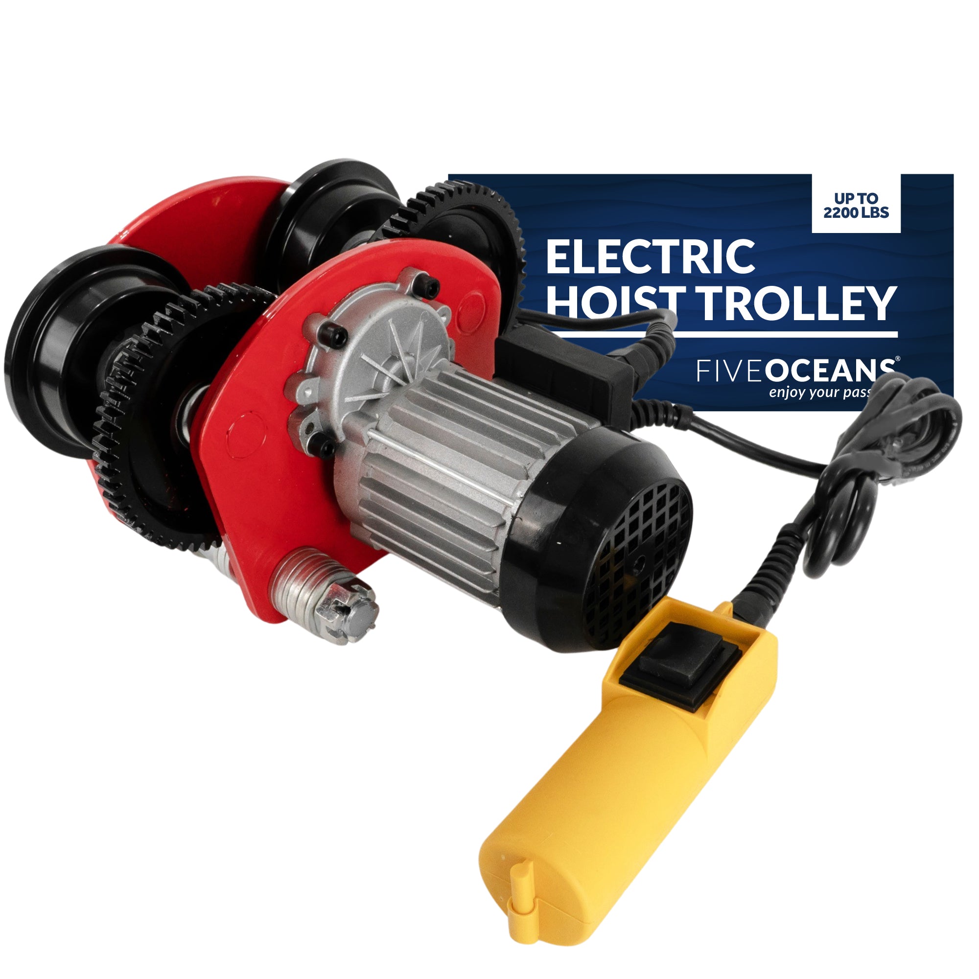 Electric Hoist Trolley Up to 2200 lb (1 ton),  6 ft Remote Control, 120 Volts / 60 hz, 220 W power - FO4412