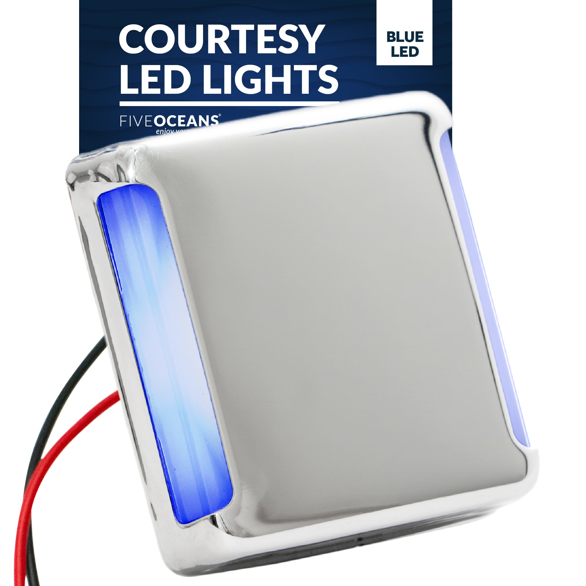 LED Courtesy Companion Way Light, Square, Blue - FO4456
