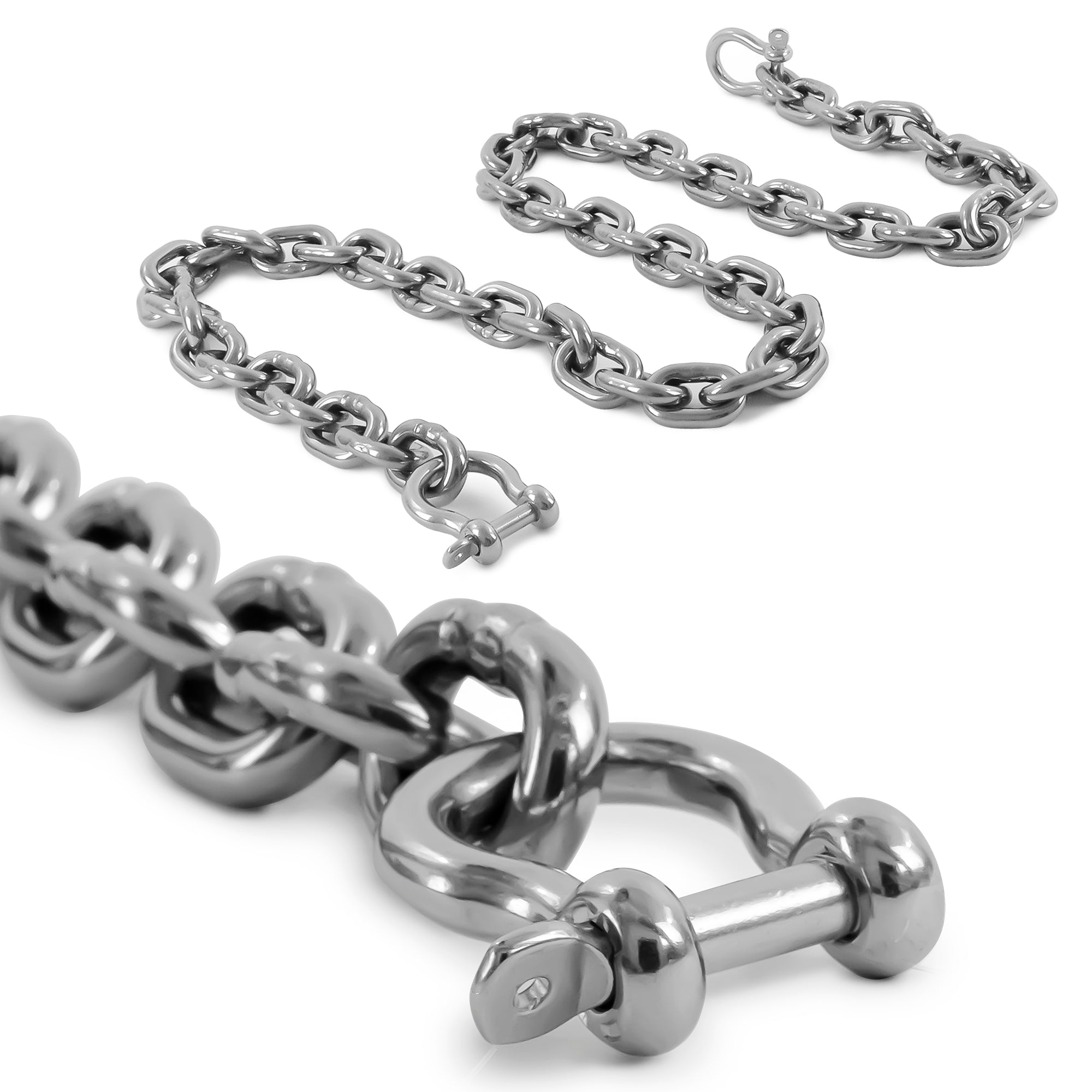 Boat Anchor Lead Chain with Shackle, 5/16" x 5', HTG4 Stainless Steel - FO4493-S5