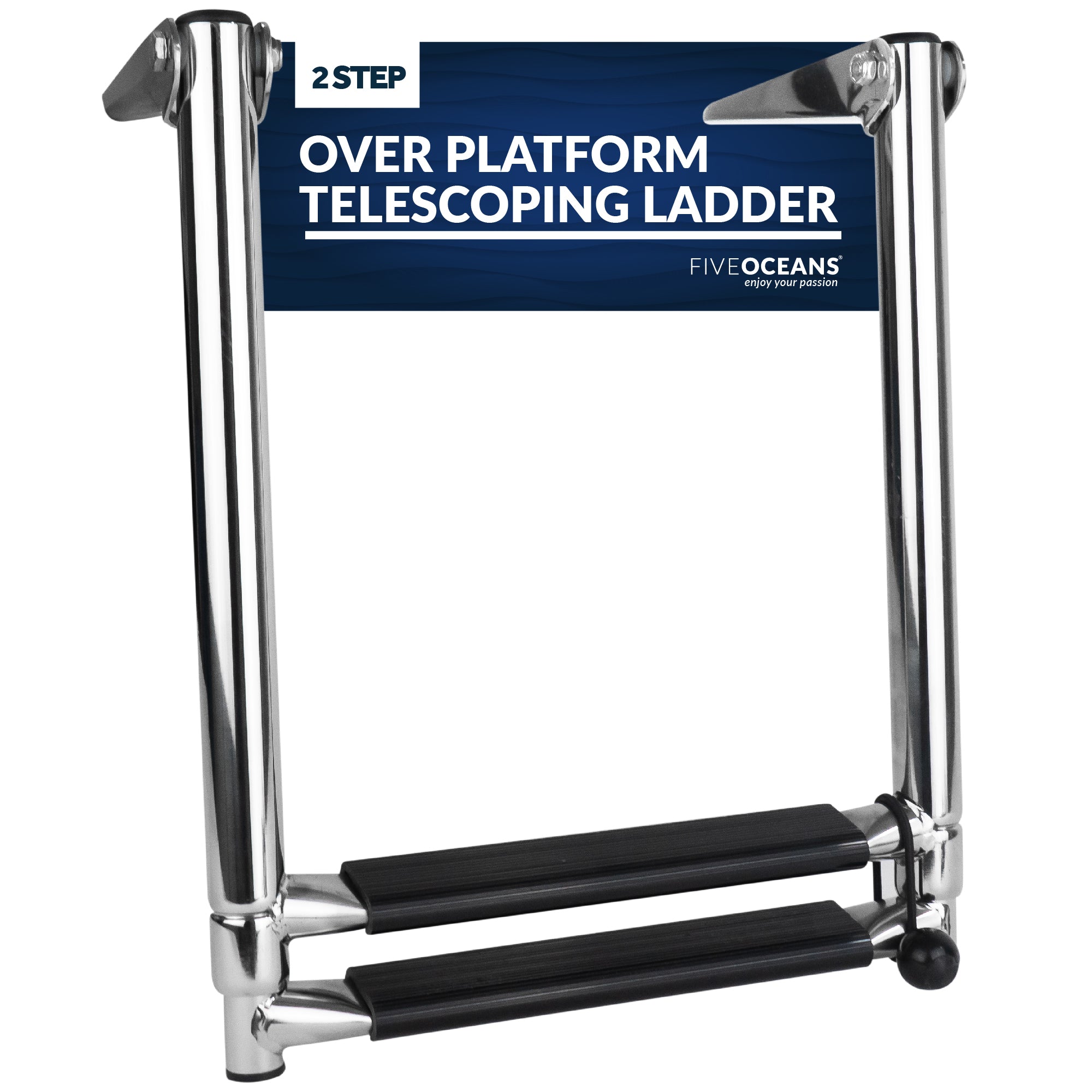 2 Step Boat Over Platform Telescoping Ladder, Stainless Steel - FO4501