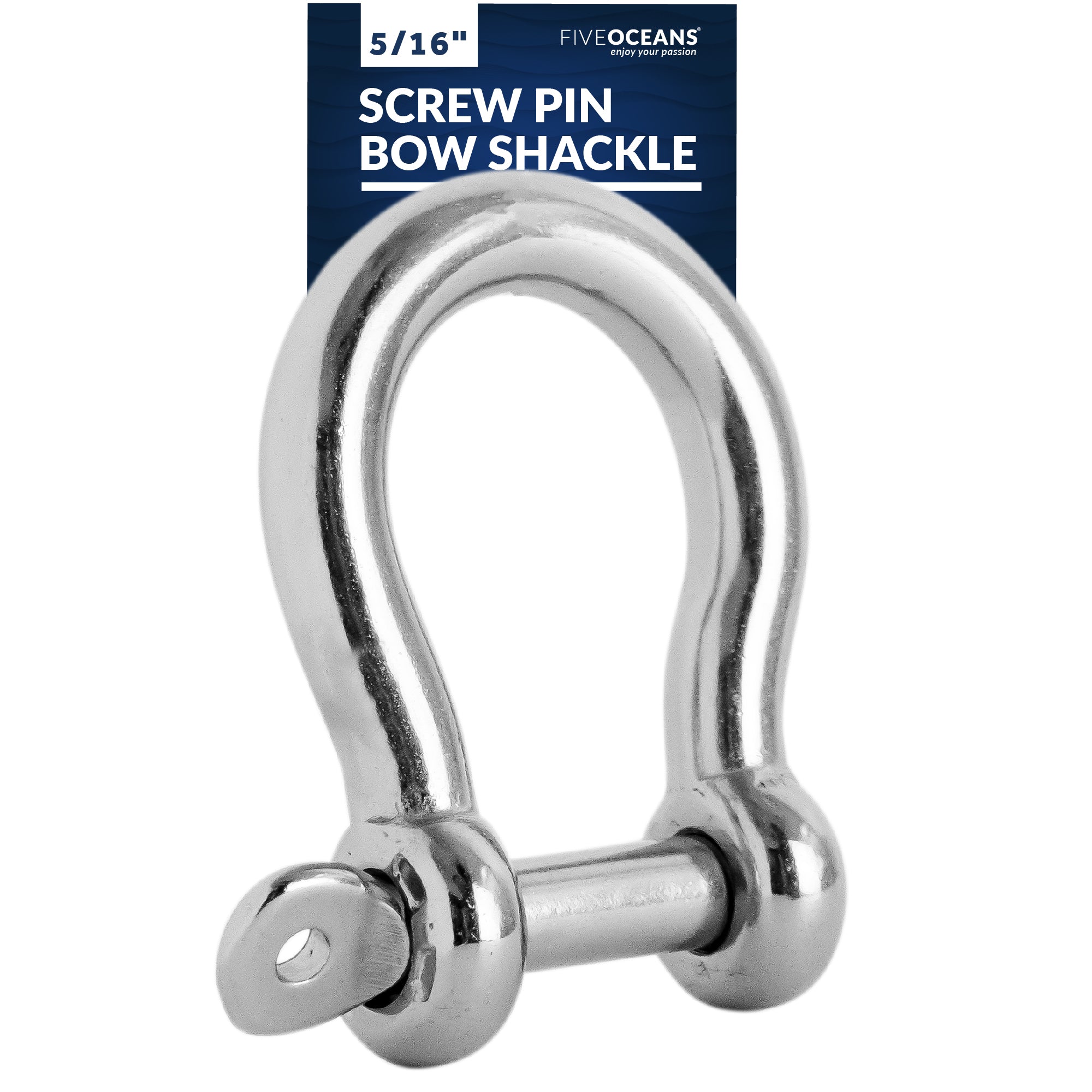 Screw Pin Bow Shackle 5/16", Stainless Steel, with captive Pin - FO4508