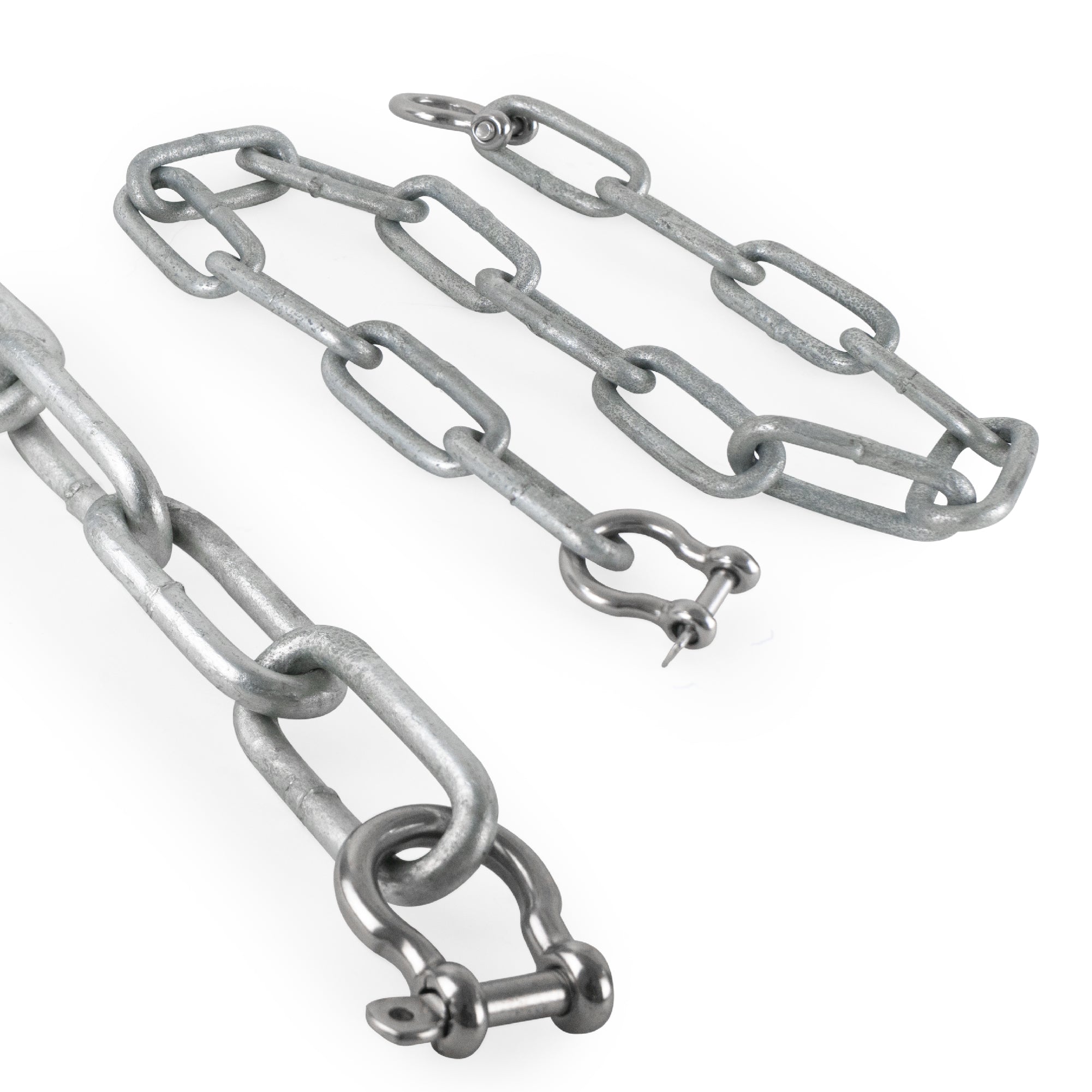 Boat Anchor Lead Chain with Shackles, 1/4 inches x 2 Feet Hot-Dipped Galvanized Steel with 2 AISI316 Stainless Steel 1/4 inches Bow Shackles FO4568-GN2