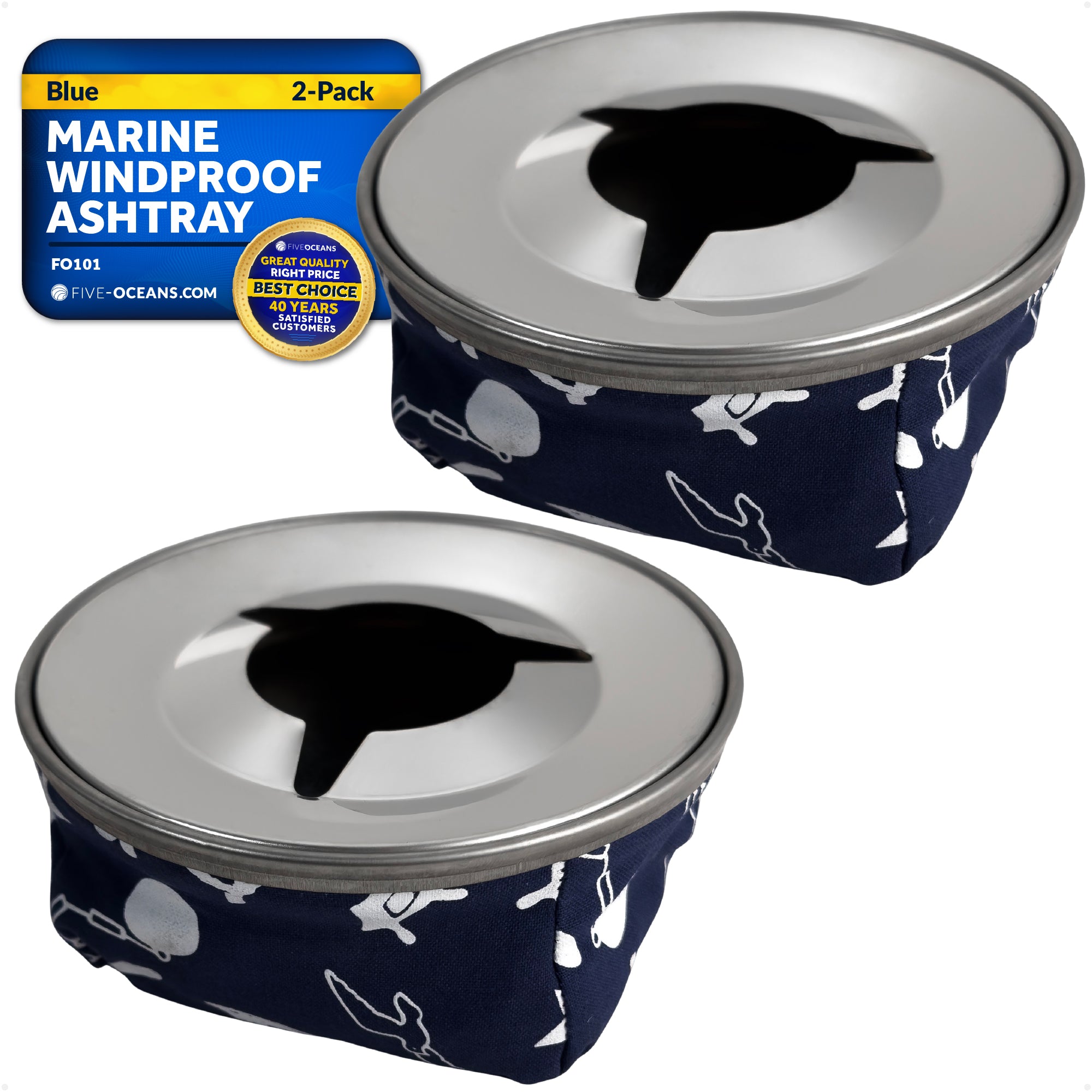 Marine Windproof Ashtray, Blue, 2-Pack - FO101-M2