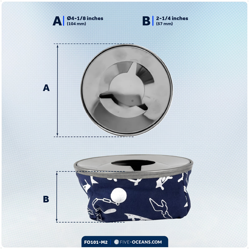 Windproof Ashtray, Blue, Stainless Steel & Fabric, 2-Pack - FO101-M2 - Five Oceans