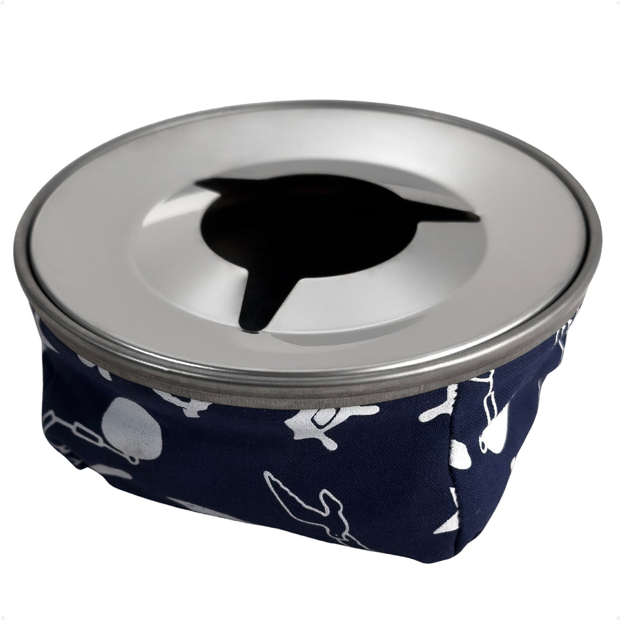 Windproof Ashtray, Blue, Stainless Steel & Fabric - FO101 - Five Oceans