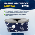 Windproof Ashtray, Blue, Stainless Steel & Fabric - FO101 - Five Oceans