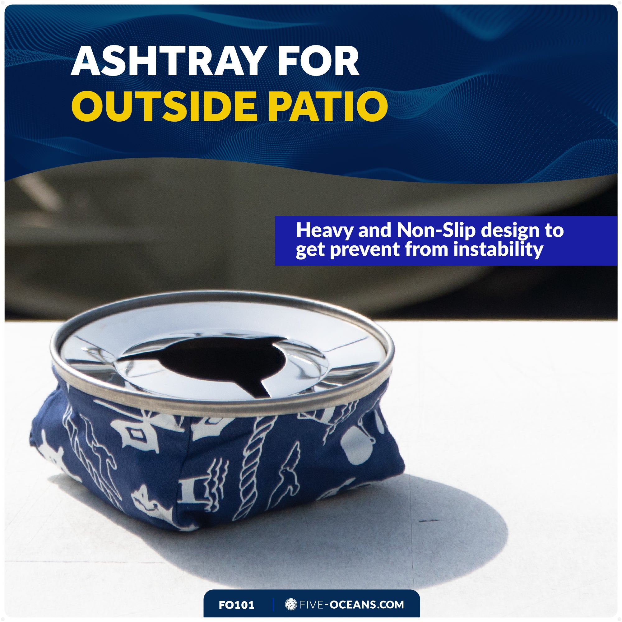 Marine Windproof Ashtray, Blue - FO101 - Five Oceans