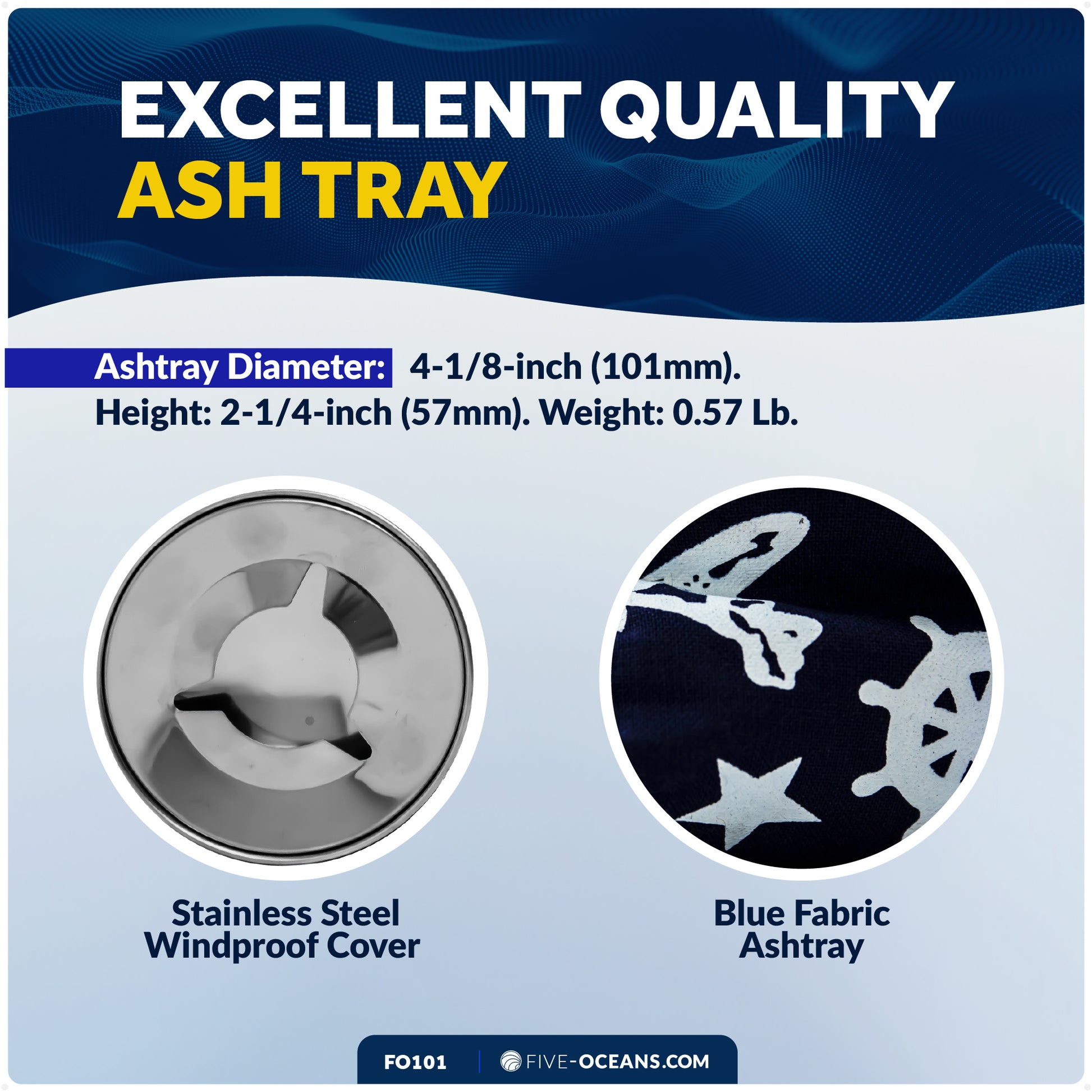 Marine Windproof Ashtray, Blue - FO101 - Five Oceans