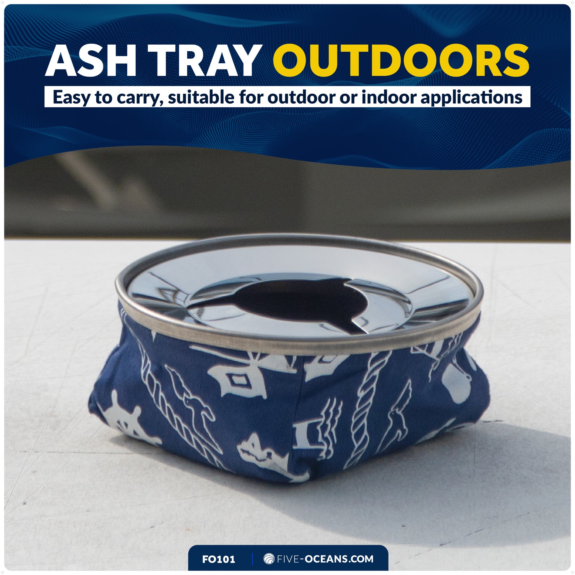 Marine Windproof Ashtray, Blue - FO101 - Five Oceans