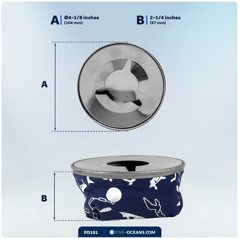 Windproof Ashtray, Blue, Stainless Steel & Fabric - FO101 - Five Oceans