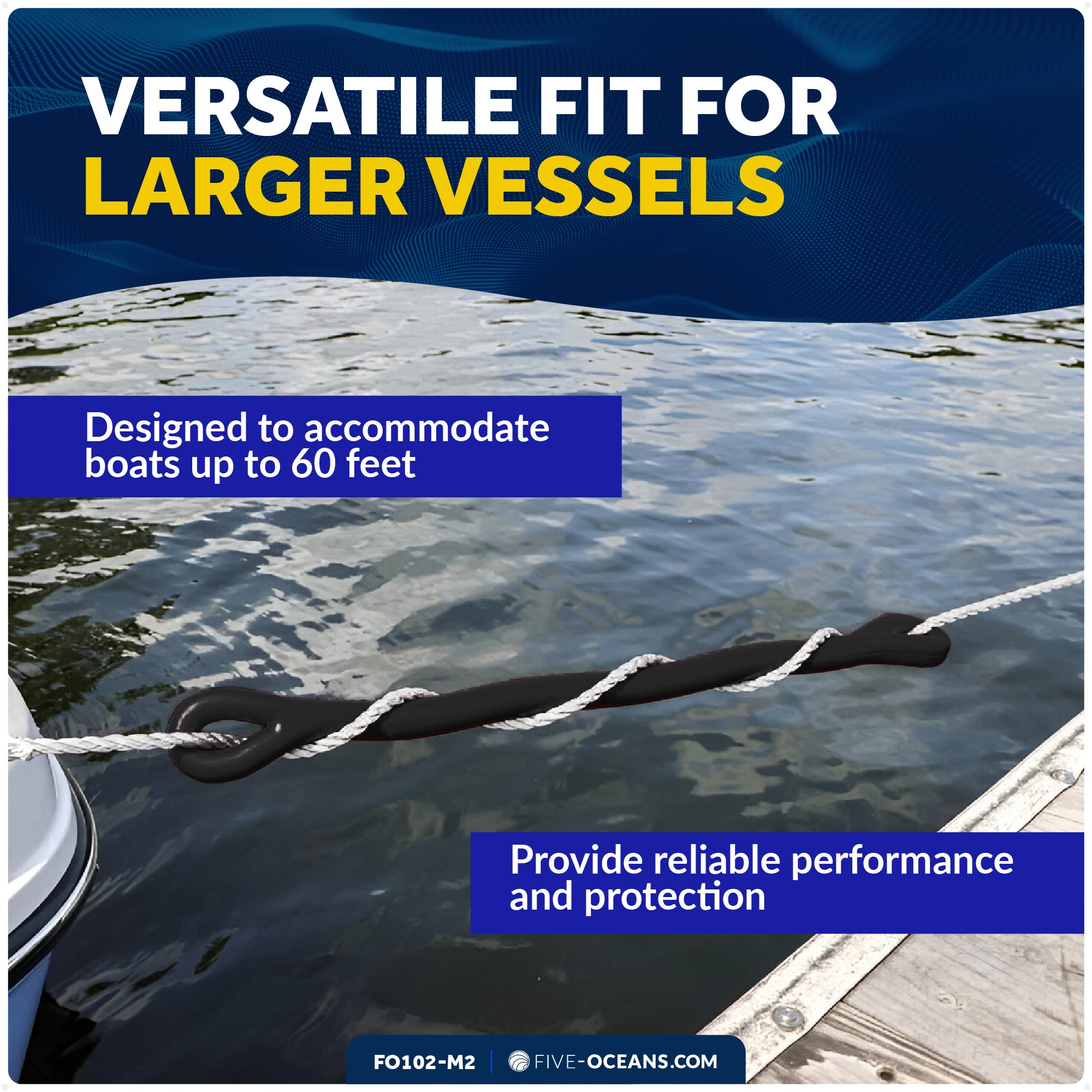 Boat Rubber Mooring Snubber, 28-1/2" x 3/4" - 2-Pack - FO102-M2 - Five Oceans