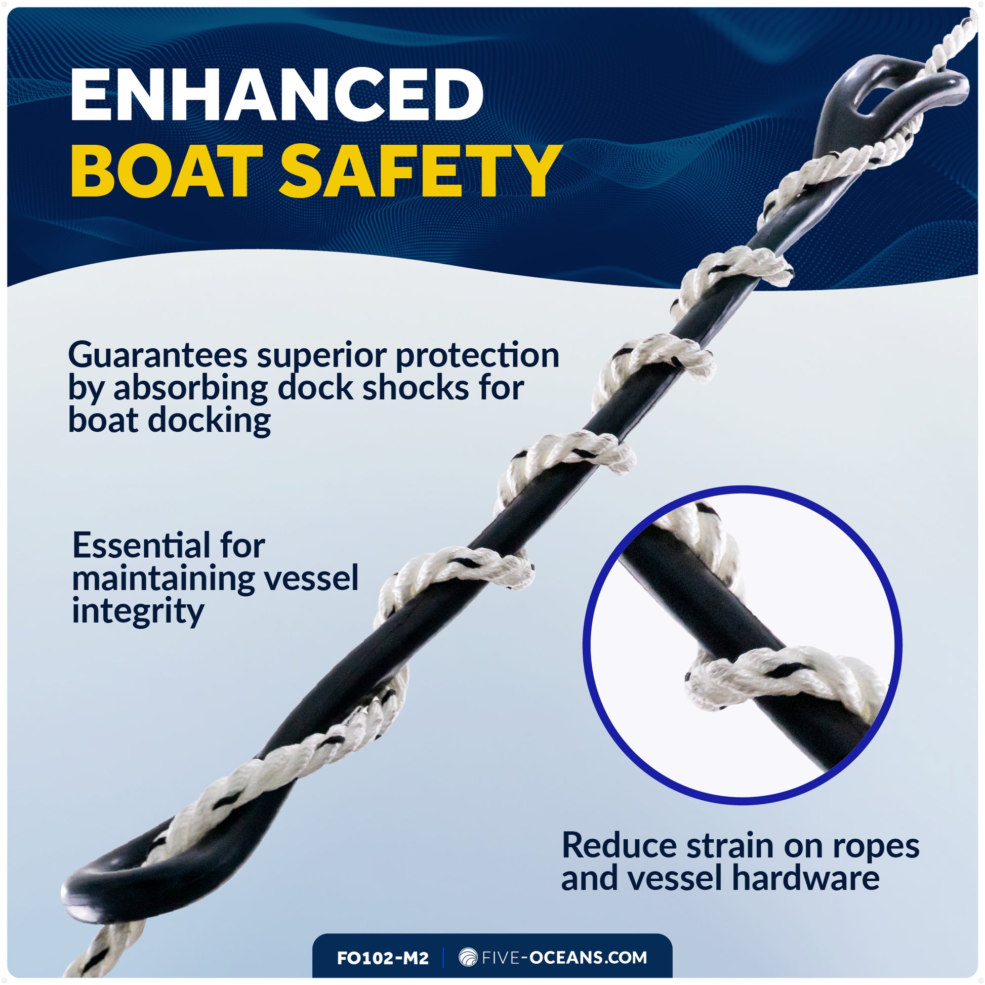 Boat Rubber Mooring Snubber, 28-1/2" x 3/4" - 2-Pack - FO102-M2 - Five Oceans