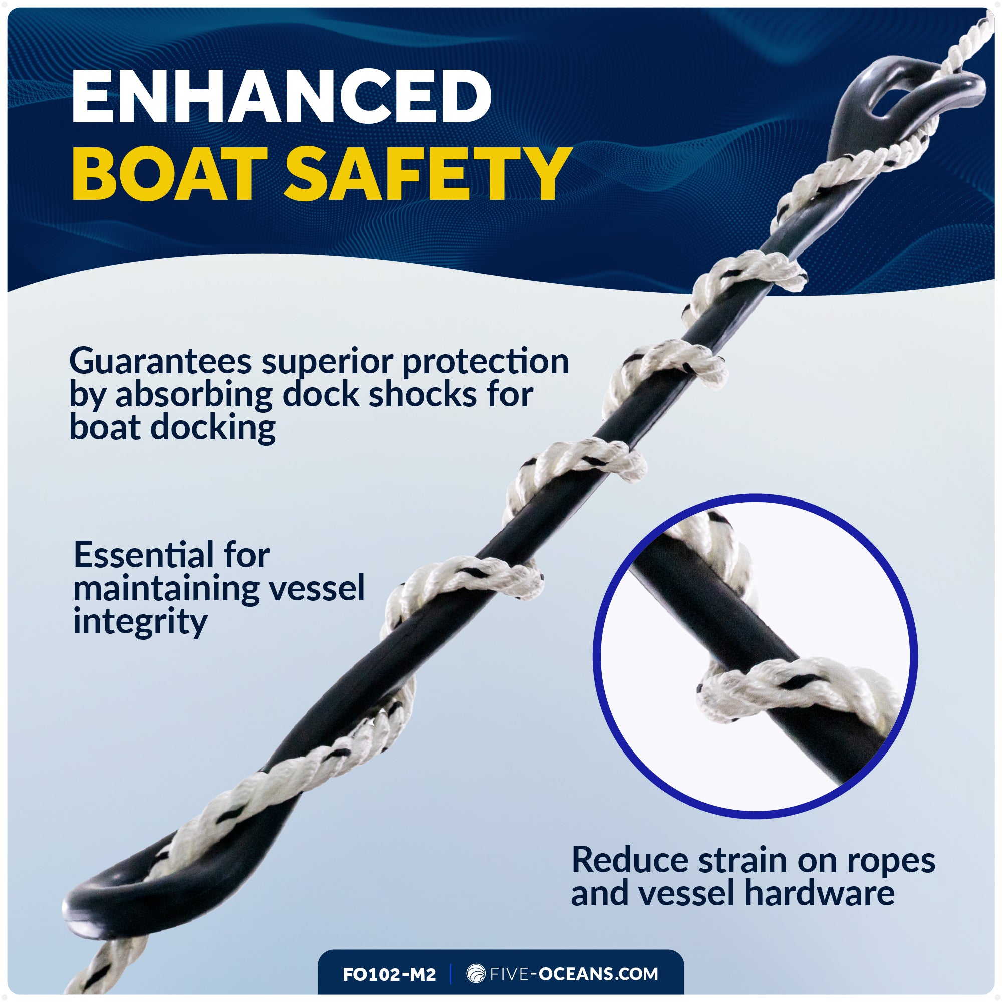 Boat Rubber Mooring Snubber, 28-1/2" x 3/4" - 2-Pack - FO102-M2 - Five Oceans