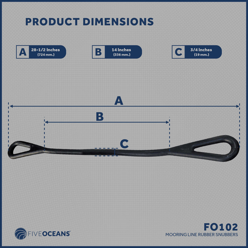 Boat Rubber Mooring Snubber, 28-1/2" x 3/4" - FO102 - Five Oceans