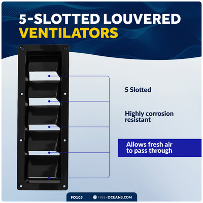 5-Slotted Louvered Ventilators, 13-1/4" x  4-3/4", Black - FO105 - Five Oceans