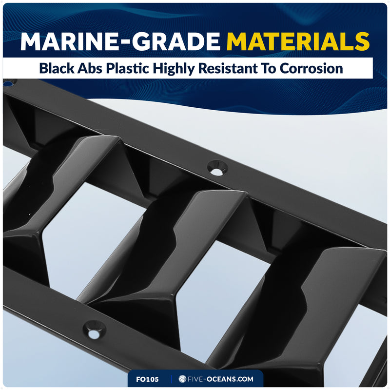5-Slotted Louvered Ventilators, 13-1/4" x  4-3/4", Black - FO105 - Five Oceans