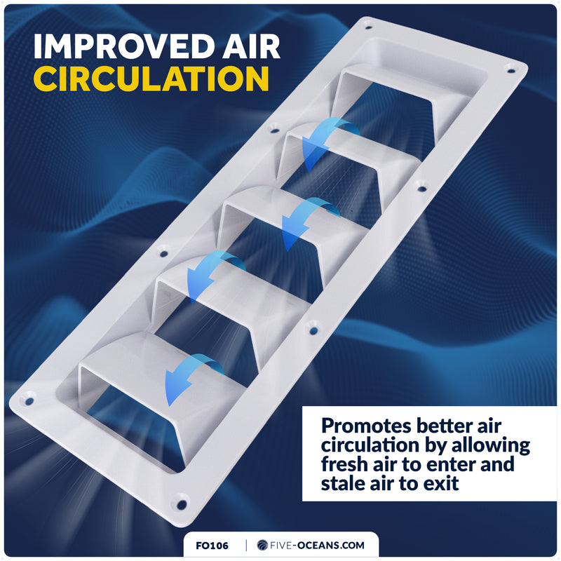 5-Slotted Louvered Ventilators, 13-1/4" x  4-3/4", White - FO106 - Five Oceans