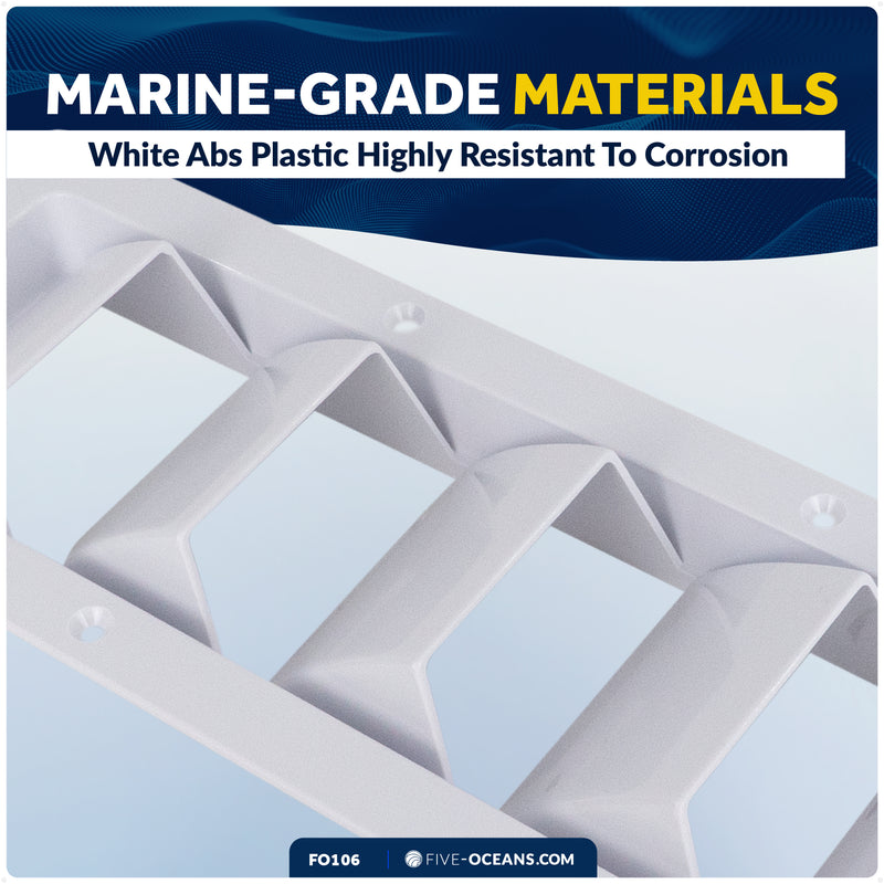 5-Slotted Louvered Ventilators, 13-1/4" x  4-3/4", White - FO106 - Five Oceans