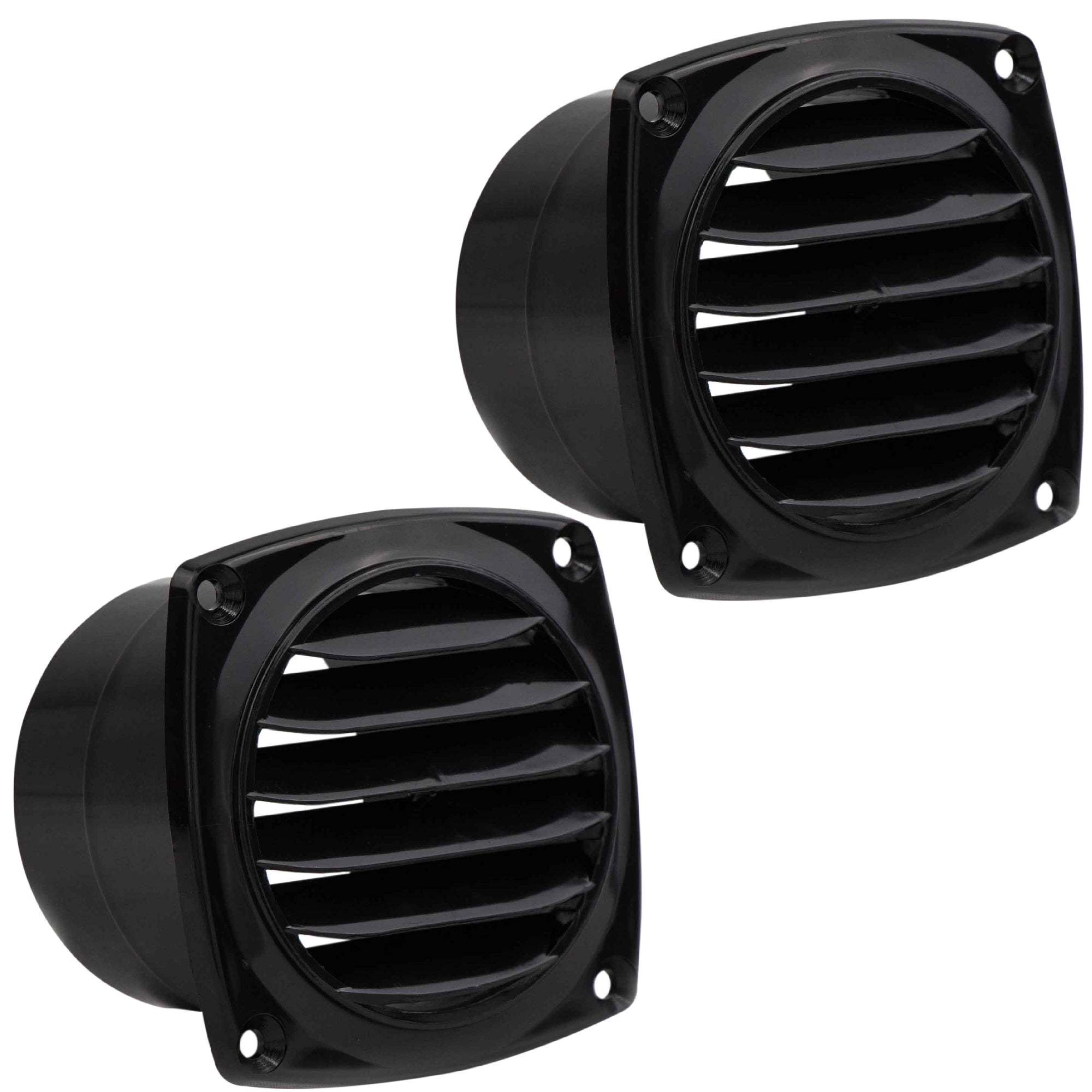 6-Slotted Louvered Hose Vent, 3-inch Hose Diameter, Black, 2-Pack - FO108-M2