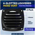 6-Slotted Louvered Hose Vent, 3" Hose Diameter, Black, 2-Pack - FO108-M2 - Five Oceans