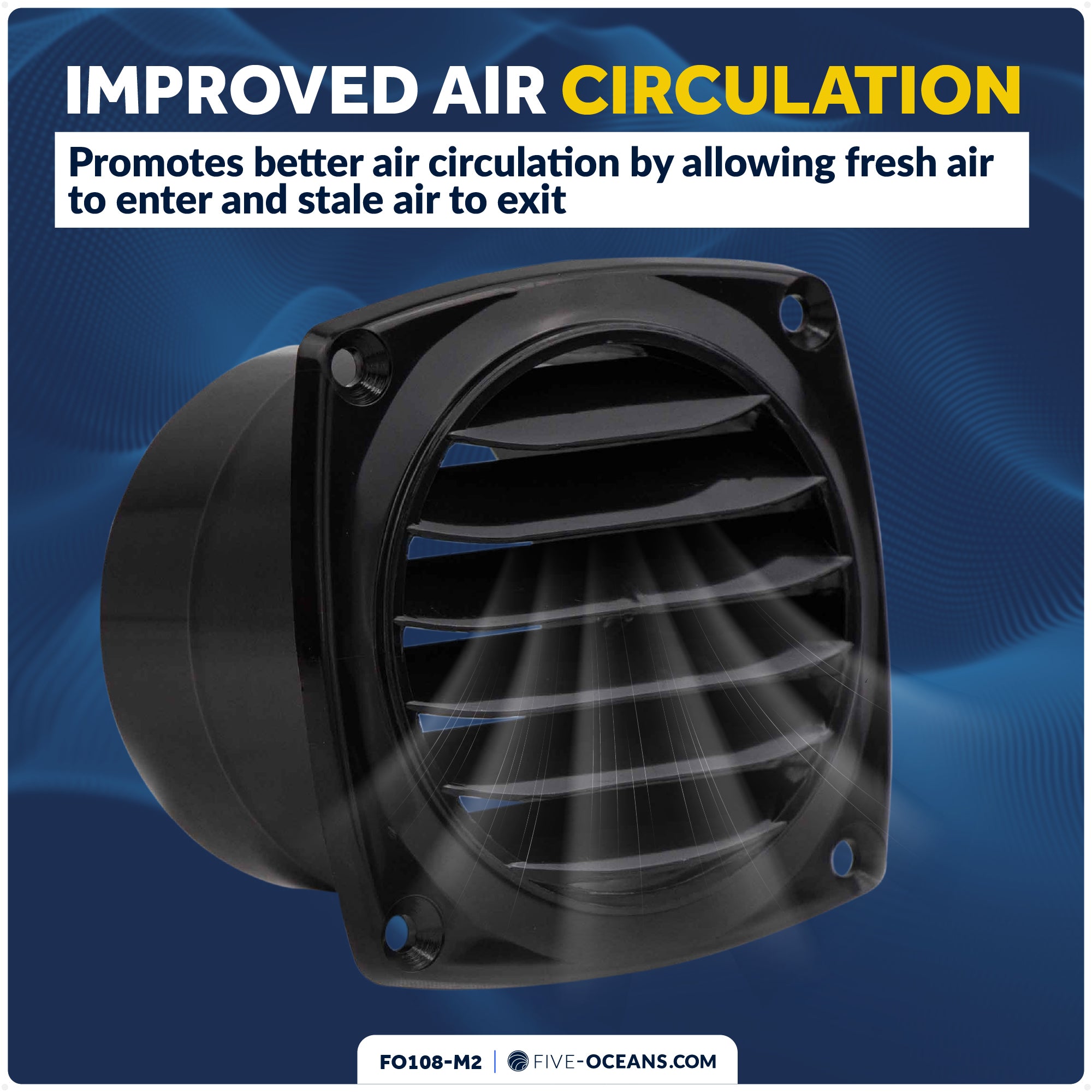 6-Slotted Louvered Hose Vent, 3-inch Hose Diameter, Black, 2-Pack - FO108-M2 - Five Oceans