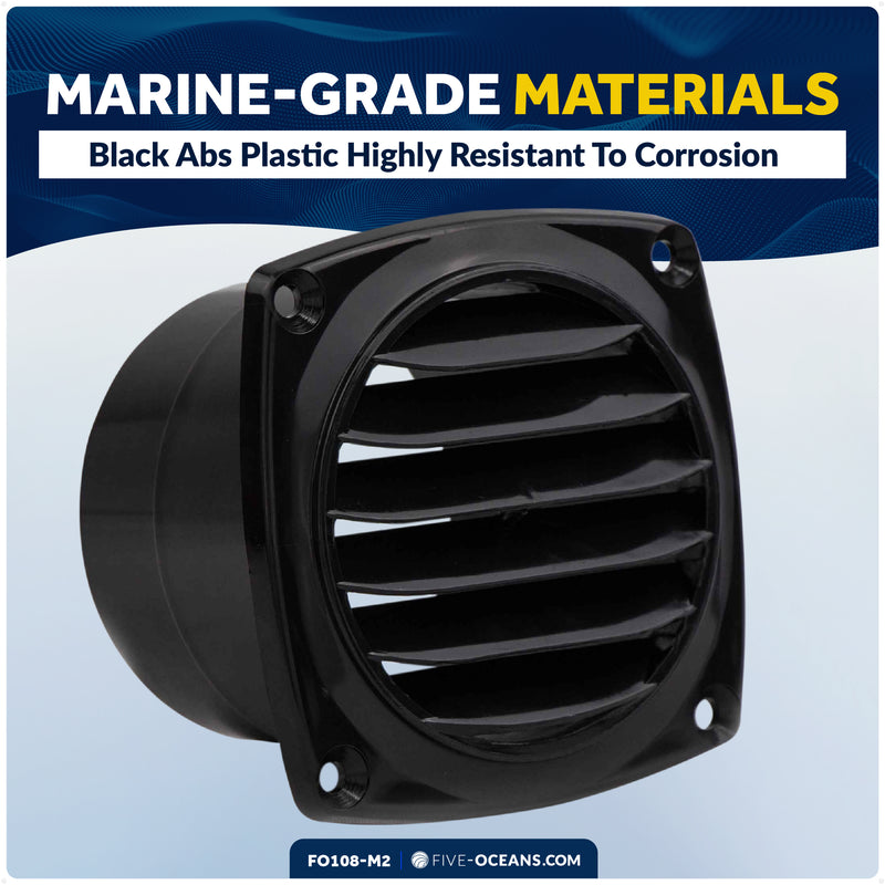 6-Slotted Louvered Hose Vent, 3" Hose Diameter, Black, 2-Pack - FO108-M2 - Five Oceans
