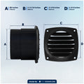 6-Slotted Louvered Hose Vent, 3" Hose Diameter, Black, 2-Pack - FO108-M2 - Five Oceans