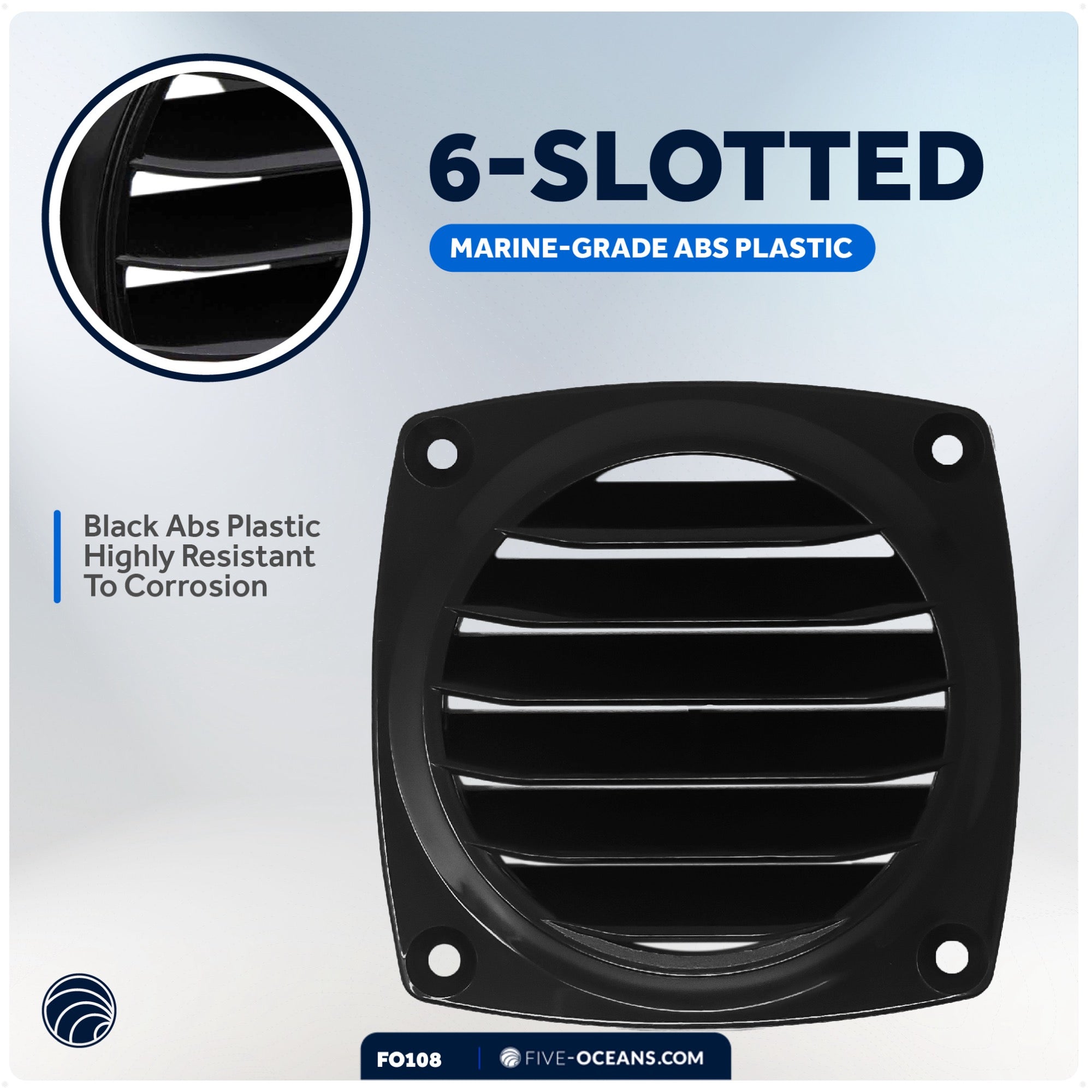 6-Slotted Louvered Hose Vent, 3-inch Hose Diameter, Black - FO108