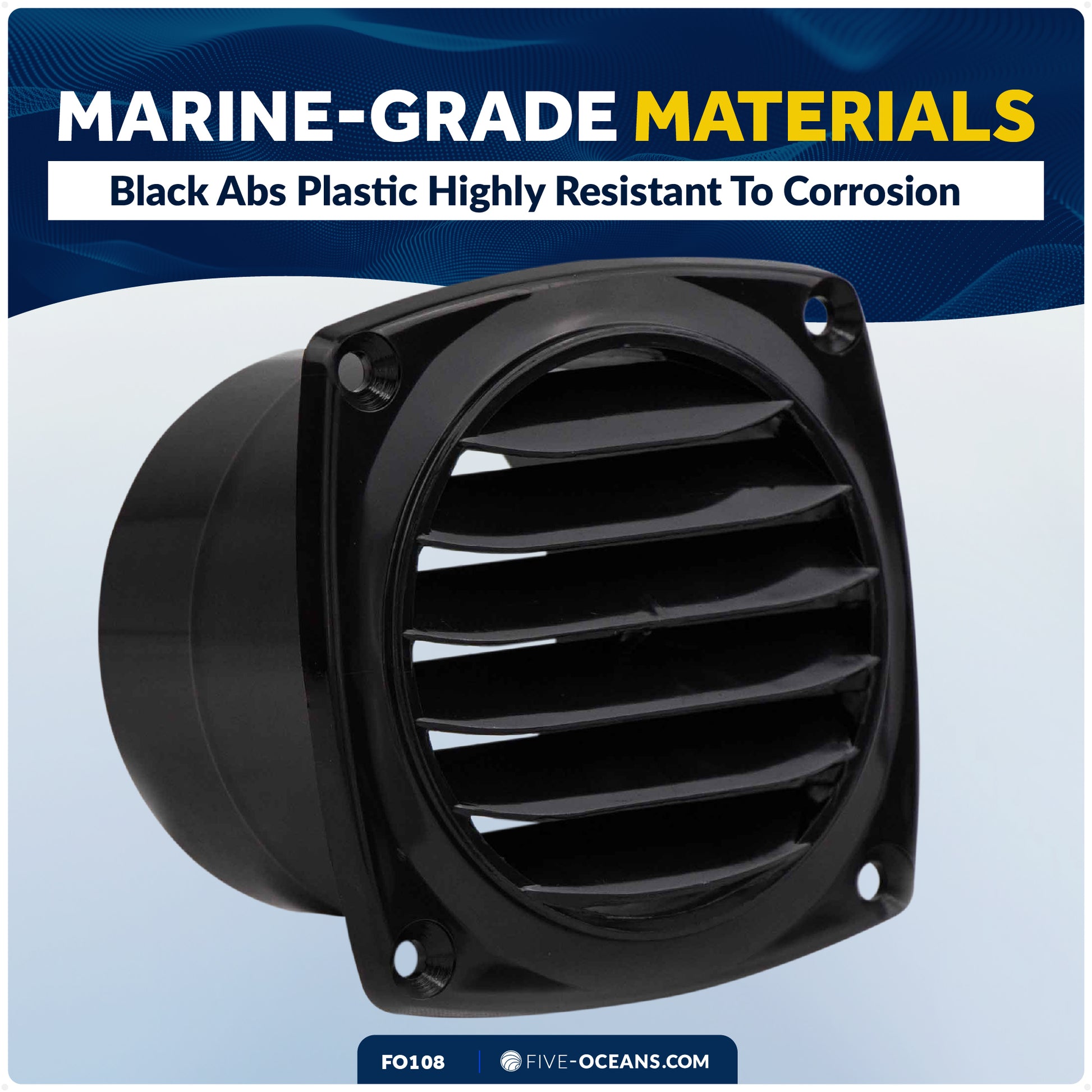 6-Slotted Louvered Hose Vent, 3-inch Hose Diameter, Black - FO108 - Five Oceans