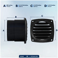 6-Slotted Louvered Hose Vent, 3" Hose Diameter, Black - FO108 - Five Oceans