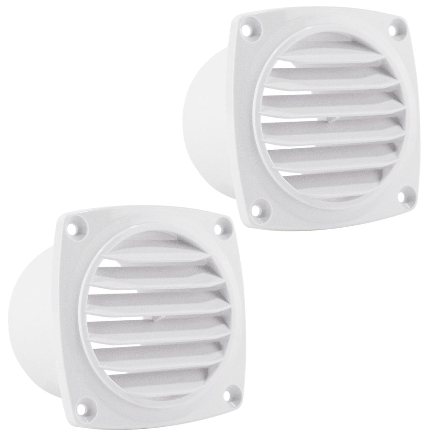 6-Slotted Louvered Hose Vent, 3" Hose Diameter, White, 2-Pack