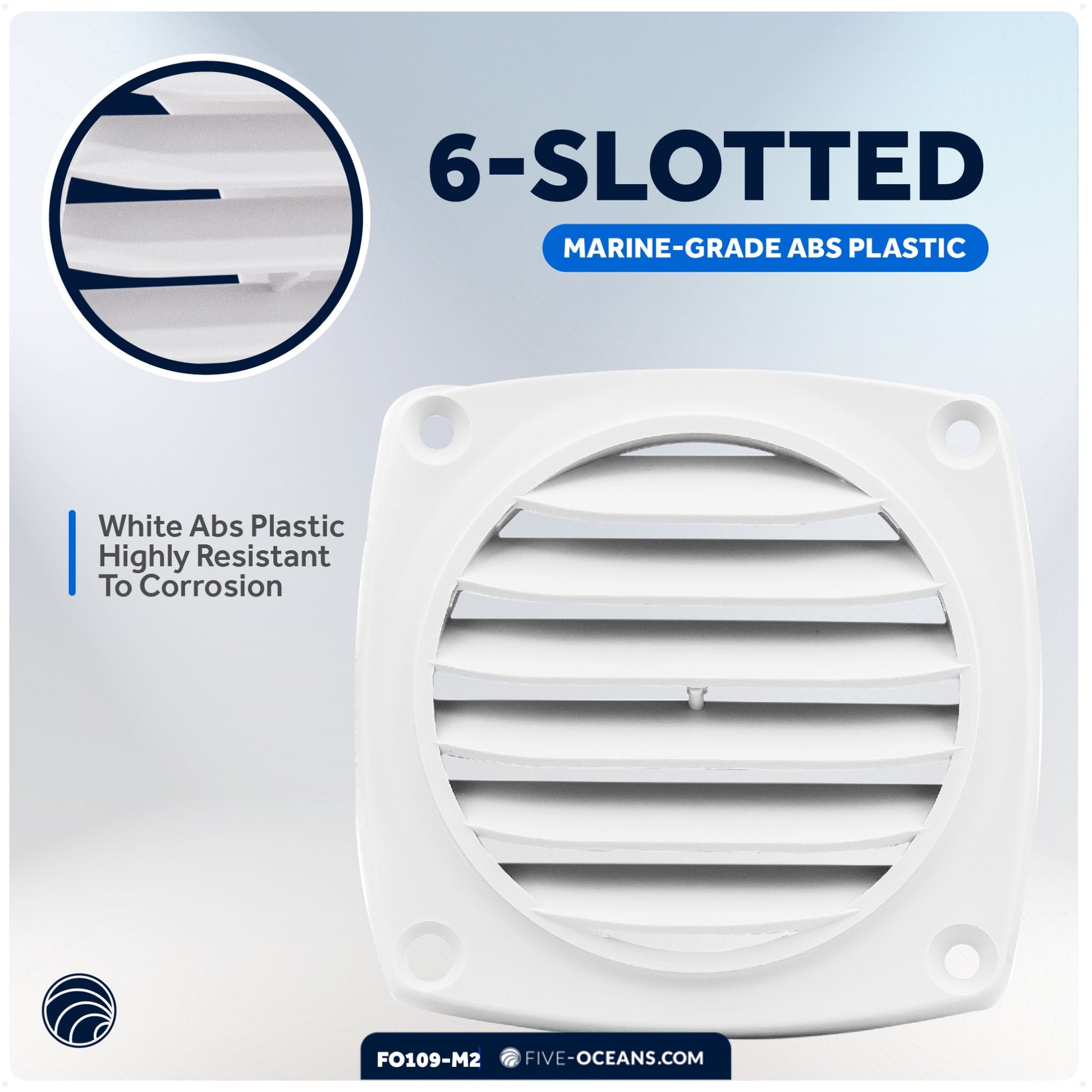 6-Slotted Louvered Hose Vent, 3-inch Hose Diameter, White, 2-Pack - FO109-M2 - Five Oceans