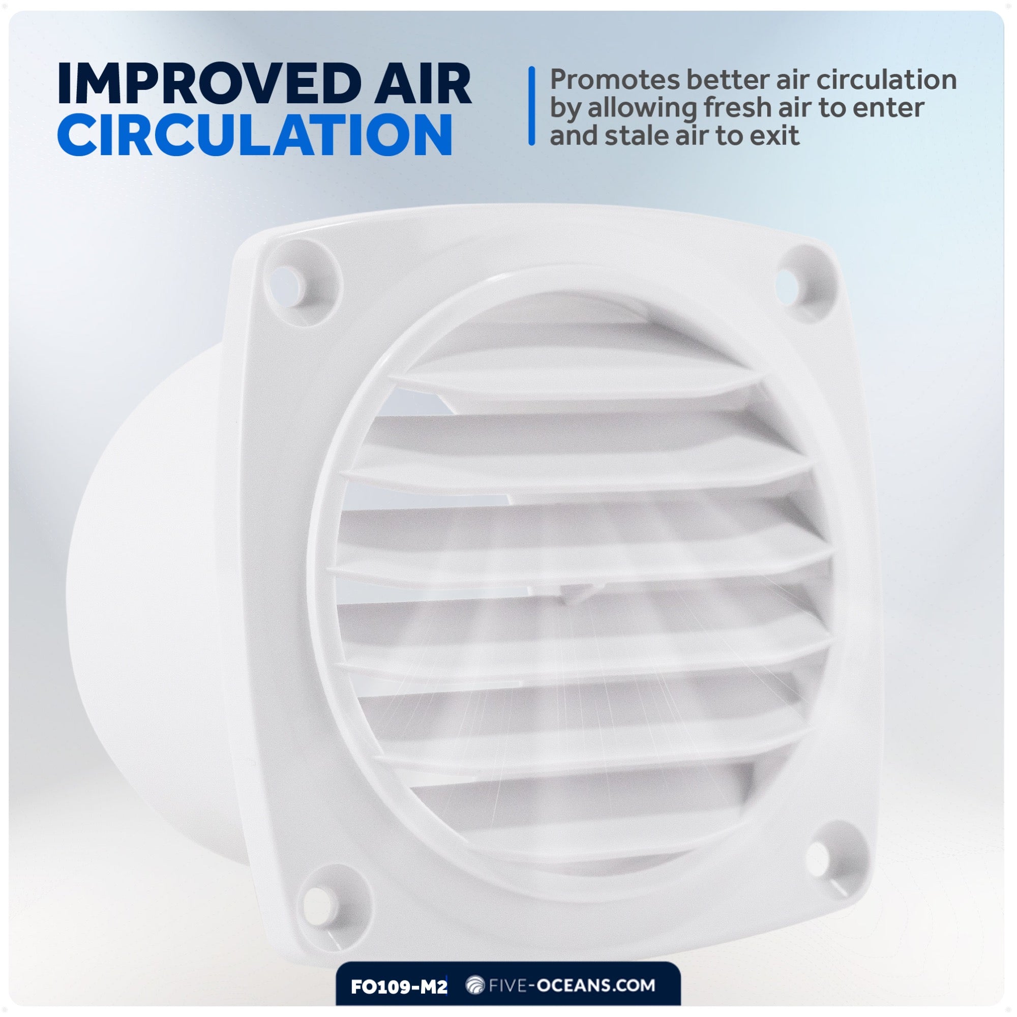 6-Slotted Louvered Hose Vent, 3-inch Hose Diameter, White, 2-Pack - FO109-M2 - Five Oceans