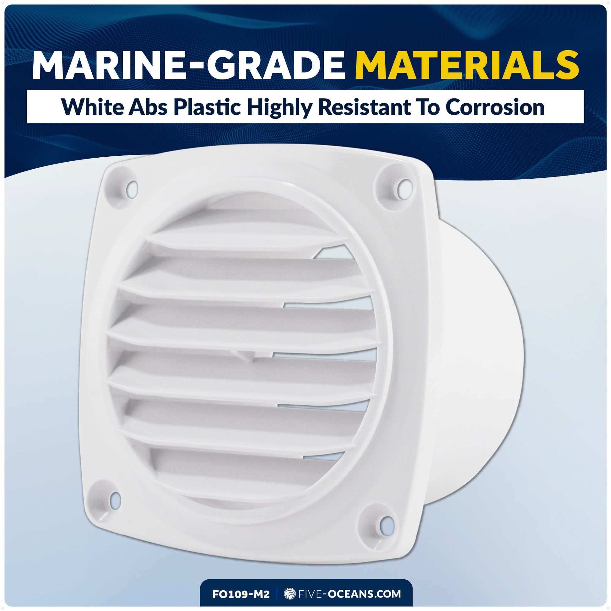 6-Slotted Louvered Hose Vent, 3-inch Hose Diameter, White, 2-Pack - FO109-M2 - Five Oceans