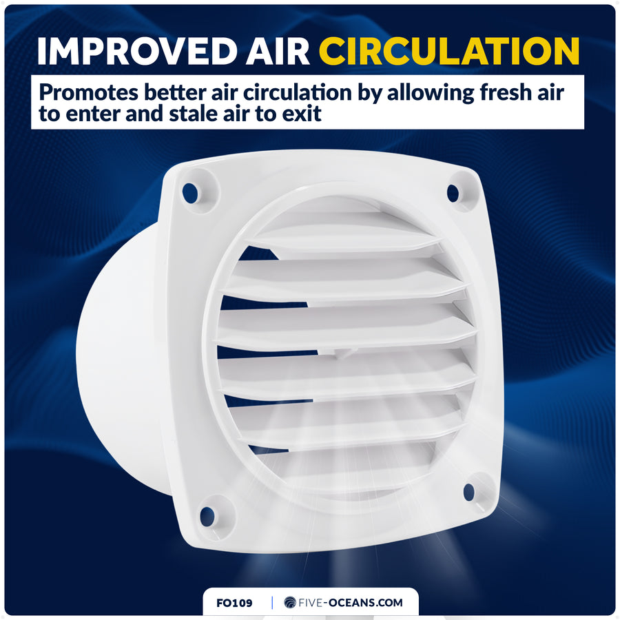 6-Slotted Louvered Hose Vent, 3" Hose Diameter, White - Five Oceans