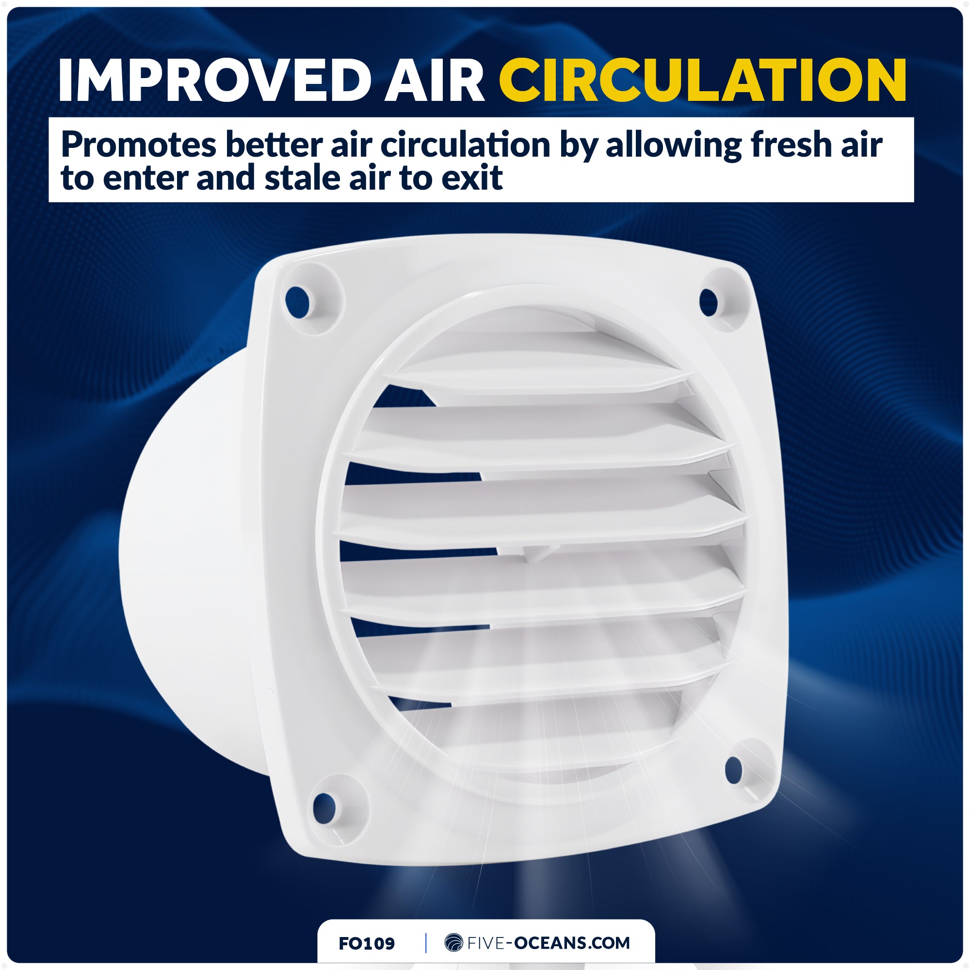 6-Slotted Louvered Hose Vent, 3-inch Hose Diameter, White - FO109 - Five Oceans