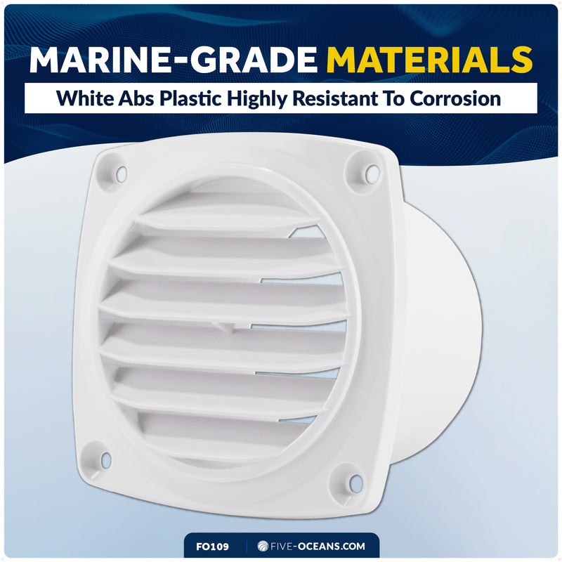 6-Slotted Louvered Hose Vent, 3" Hose Diameter, White - FO109 - Five Oceans