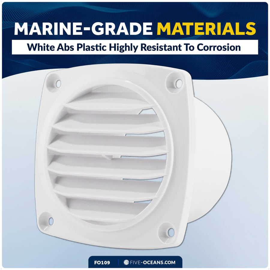 6-Slotted Louvered Hose Vent, 3" Hose Diameter, White - Five Oceans