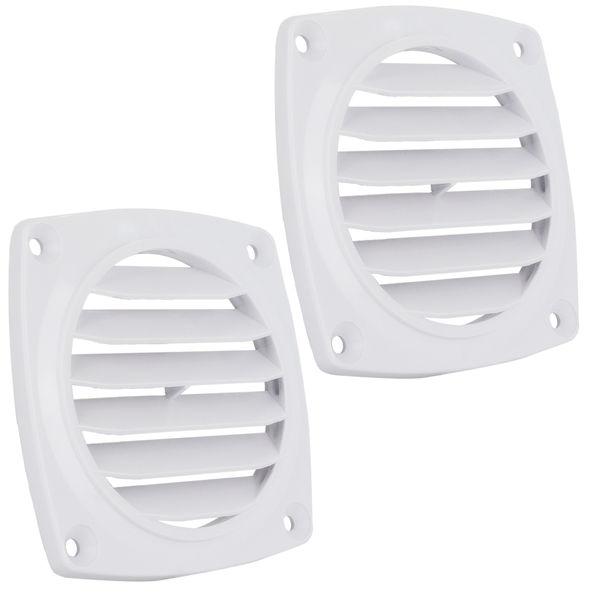 6-Slotted Louvered Flush Hose Ventilators, 3" Hose Diameter, White, 2-Pack - FO110-M2 - Five Oceans