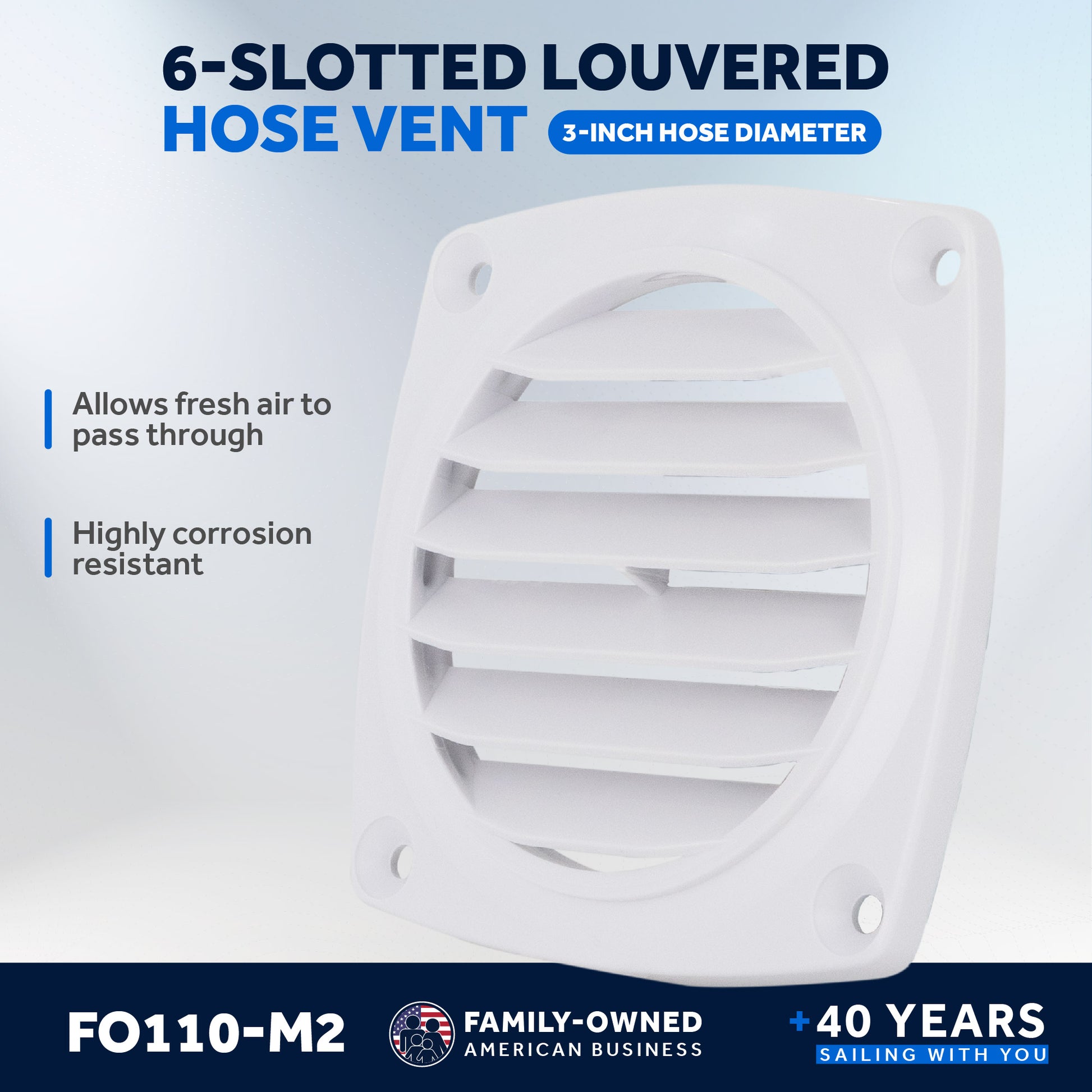 6-Slotted Louvered Flush Hose Ventilators, 3-Inch, White, 2-Pack - FO110-M2 - Five Oceans