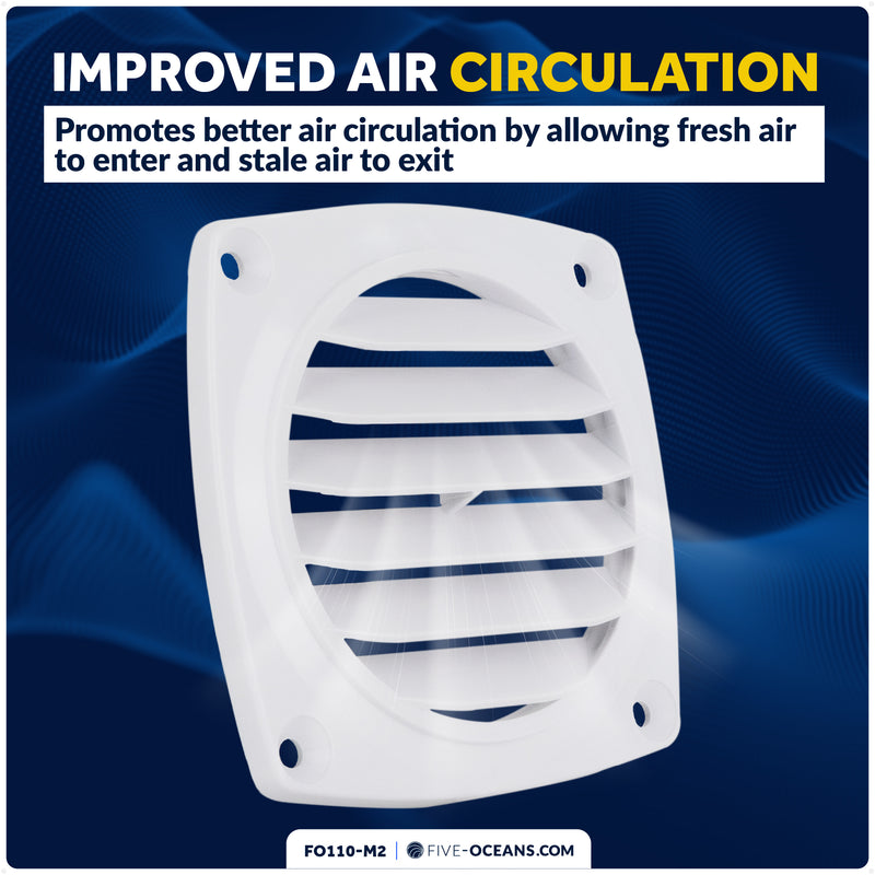 6-Slotted Louvered Flush Hose Ventilators, 3" Hose Diameter, White, 2-Pack - FO110-M2 - Five Oceans