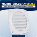6-Slotted Louvered Flush Hose Ventilators, 3" Hose Diameter, White, 2-Pack - FO110-M2 - Five Oceans