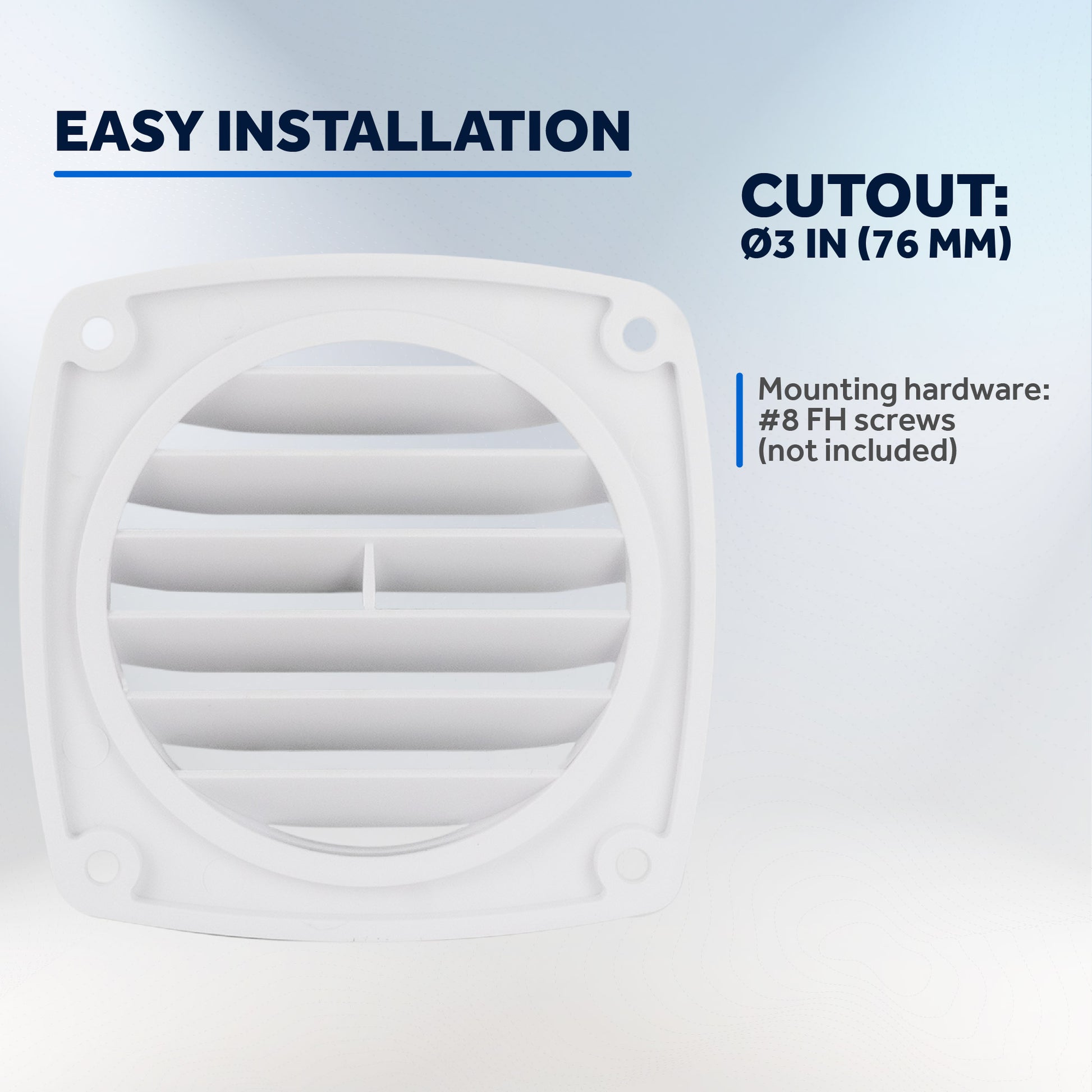 6-Slotted Louvered Flush Hose Ventilators, 3-Inch, White, 2-Pack - FO110-M2 - Five Oceans