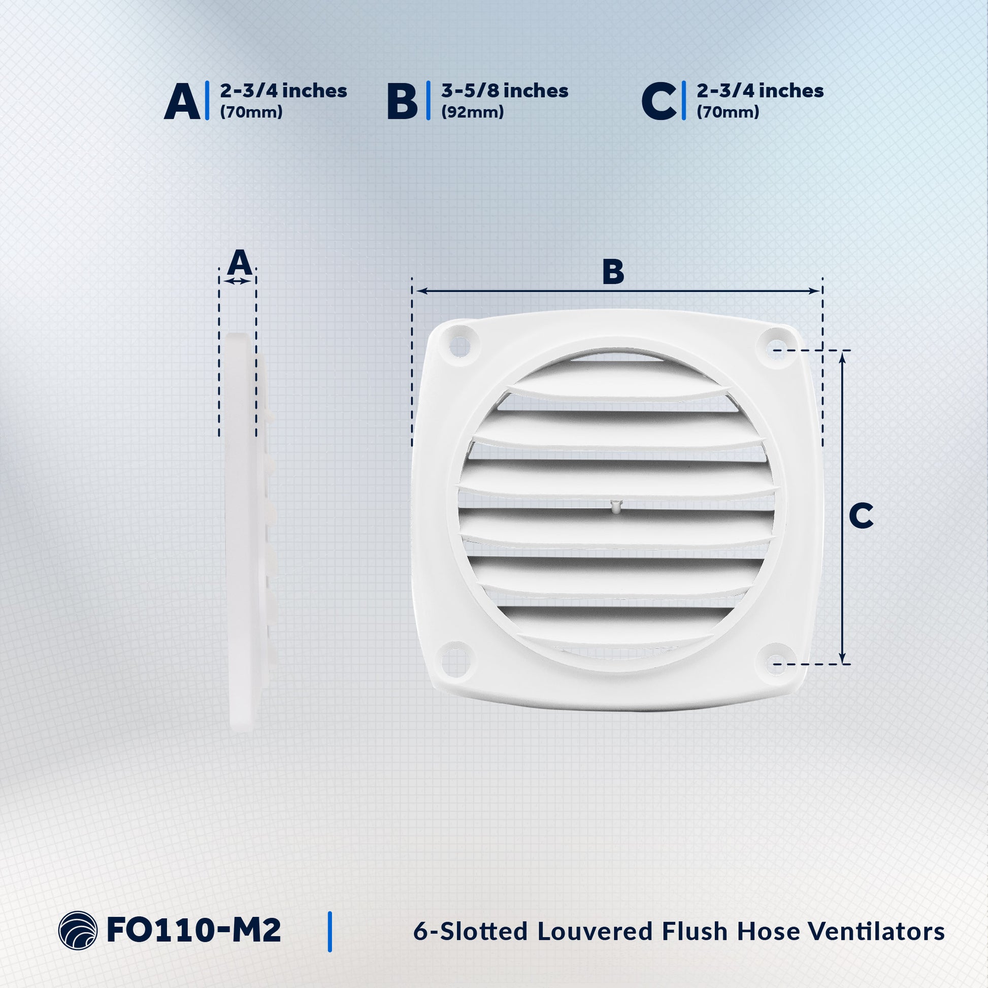 6-Slotted Louvered Flush Hose Ventilators, 3-Inch, White, 2-Pack - FO110-M2 - Five Oceans