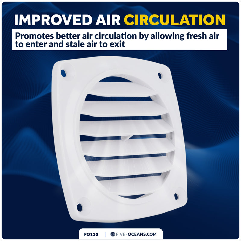 6-Slotted Louvered Flush Hose Ventilators, 3" Hose Diameter, White - FO110 - Five Oceans