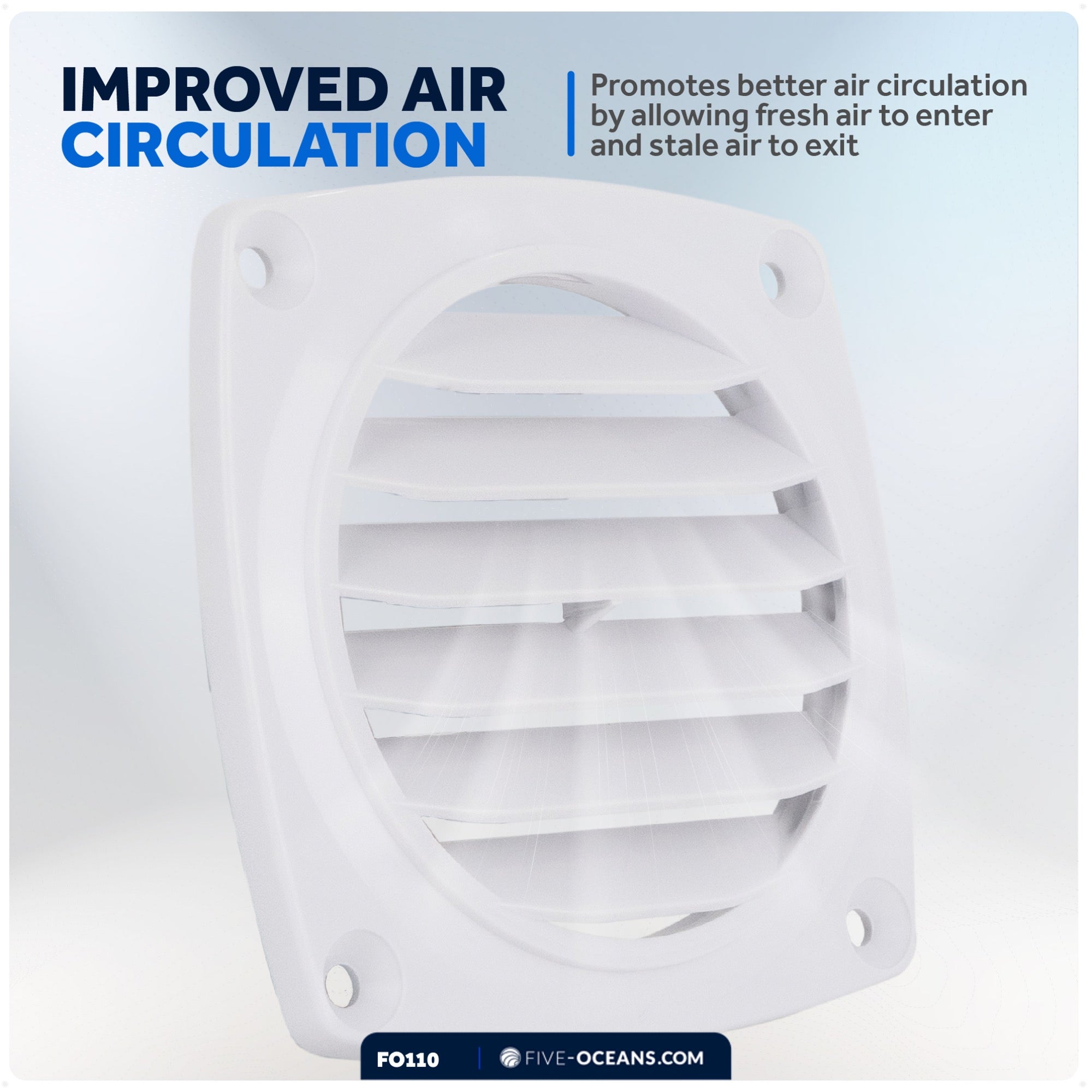 6-Slotted Louvered Flush Hose Ventilators, 3-Inch, White - FO110 - Five Oceans