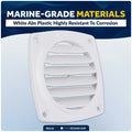 6-Slotted Louvered Flush Hose Ventilators, 3" Hose Diameter, White - FO110 - Five Oceans