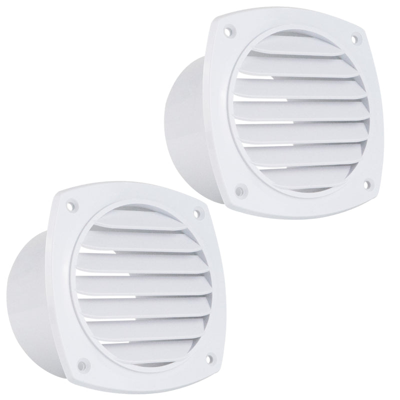 7-Slotted Louvered Hose Vent, 4" Hose Diameter, White, 2-Pack