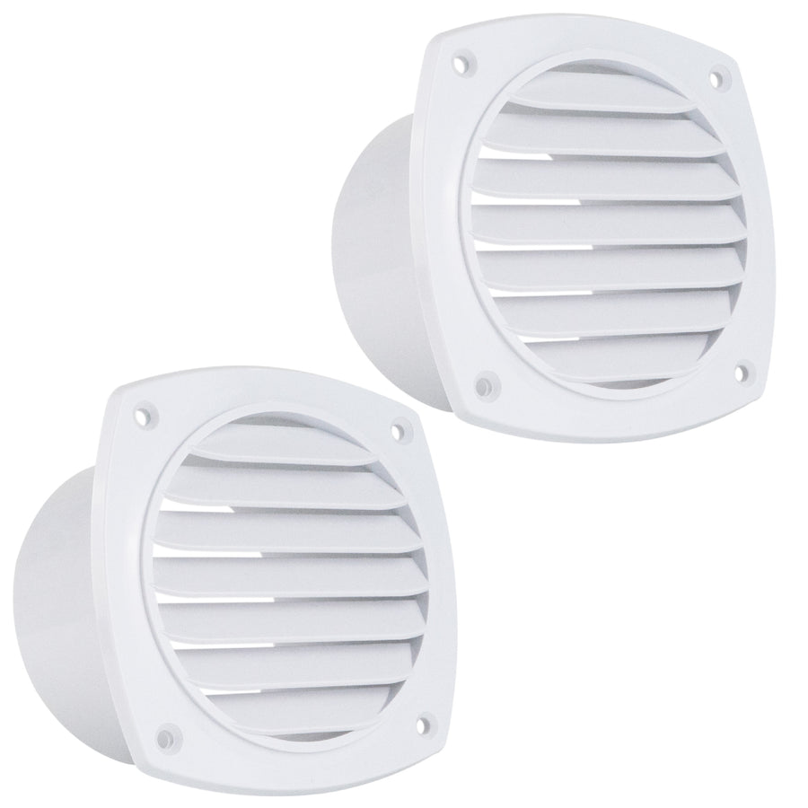 7-Slotted Louvered Hose Vent, 4" Hose Diameter, White, 2-Pack