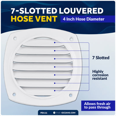 7-Slotted Louvered Hose Vent, 4" Hose Diameter, White